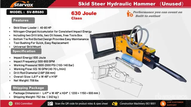 2026 STARVOX SV-BR680 Skid Steer Breaker (Unused)