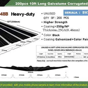 Quantity of (200) 2026 STARVOX S3048B 3 ft x 10 ft Corrugated Steel Panels (Black) (Unused)