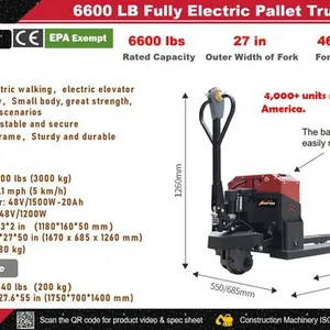 2026 STARVOX CBD-30 6600 lb Electric Pallet Jack (Unused)