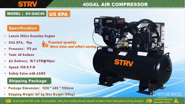 2026 STARVOX SV-GAC40 18.7 cfm 40 gal Air Compressor (Unused)