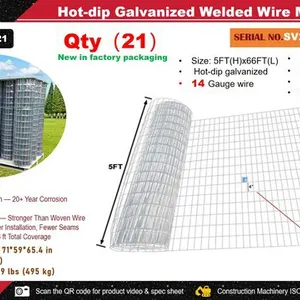 Quantity of 2026 STARVOX SV0566-21 66 ft x 5 ft Hot-dip Galvanized Welded Wire Mesh Fencing (Unused)