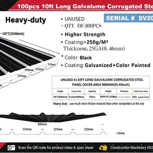 Quantity of (100) 2026 STARVOX S3048F 35 in x 10 ft Galvalume Corrugated Steel Panels (Black) (Unused)