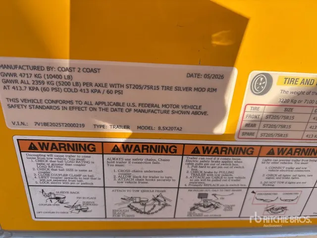 2026 COAST 2 COAST 20 ft T/A Enclosed Trailer