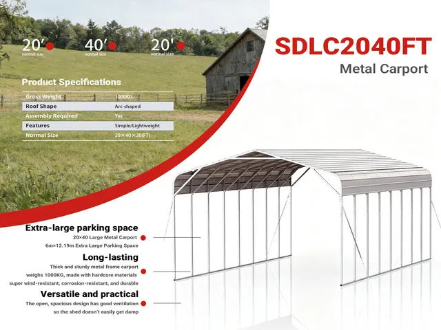 2026 SDLC2040FT 20 ft x 40 ft Multi-Use Metal Carport (Unused)