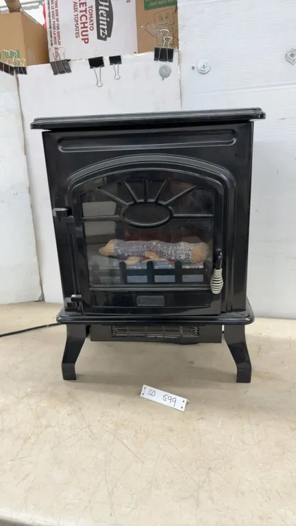 Quality Craft SBQC112A-GBK Electric Fireplace Stove Heater, 1500W, with Flame Effect