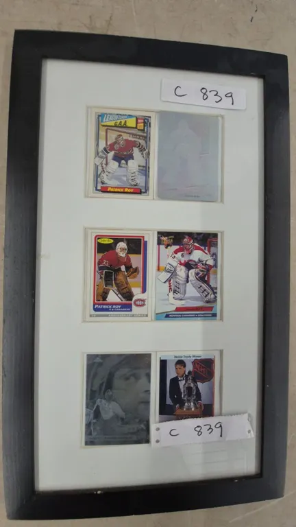 Patrick Roy Hockey Card Collection: Framed Display with 6 Cards and Holographic Card