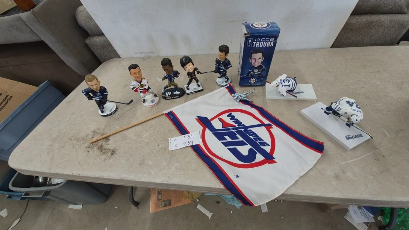 Winnipeg Jets and Other Sports Bobbleheads, Flag, and Hockey Player Figurines