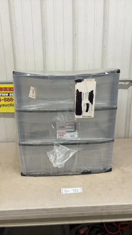 Sterilite Wide 3-Drawer Storage Cart, Clear Drawers, Black Frame, 15 1/4” x 21 7/8” x 25 5/8”