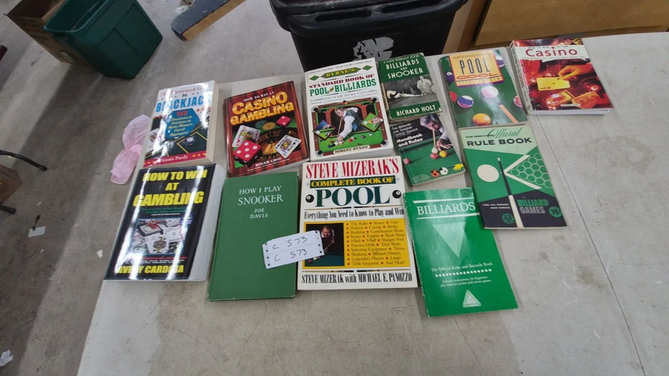 Collection of Gambling, Casino, Blackjack, Snooker, Pool, and Billiards Books