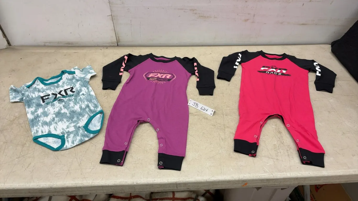 Three New FXR Racing Baby Onesies and Rompers, Sz 6 - 12 Months