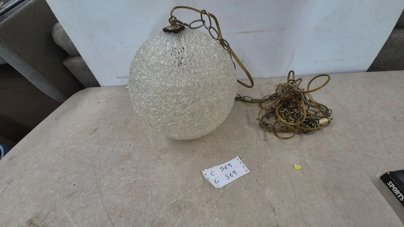 Mid-Century Modern Spun Fiberglass spaghetti swag Pendant Light with Chain and Cord