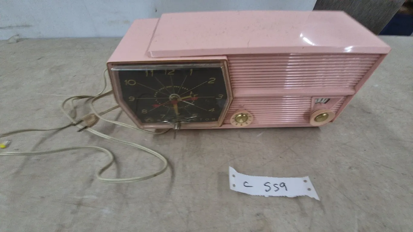 RCA Victor Pink Clock Radio and Power Cord, Model 224