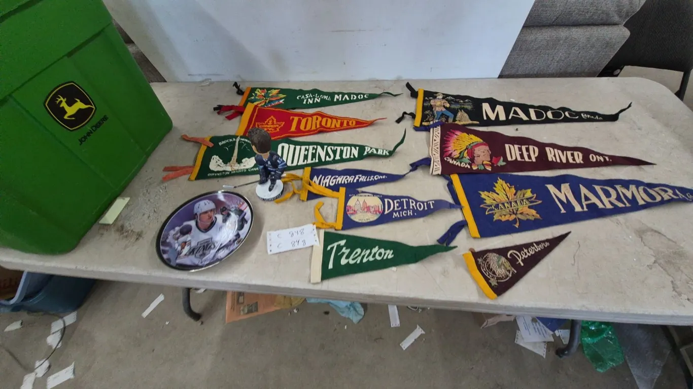 Hockey Memorabilia and Vintage Pennants: Wayne Gretzky Plate, Mark Scheifele Bobblehead