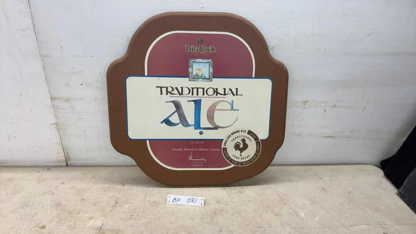 Big Rock Brewery "Traditional Ale" Wooden Advertising Sign, Proudly Brewed in Alberta, Canada