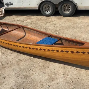 17ft Cedar Canoe with Two Woven Blue Seats (Has a Hole in it)