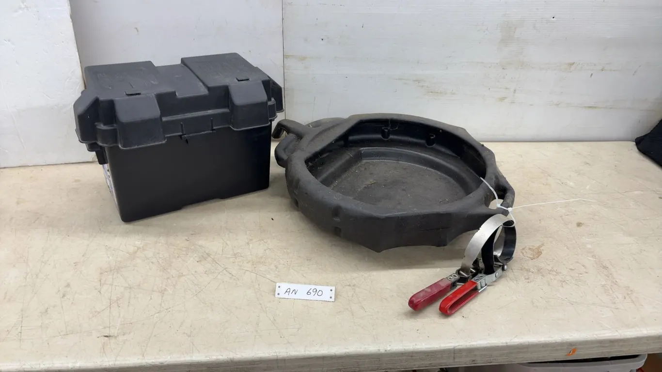 SeaSense Battery Box, Plastic Oil Drain Pan, and 2 Oil Filter Wrenches