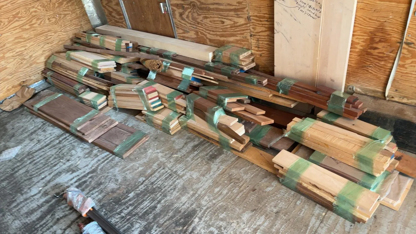 Assorted Hardwood Originally Used For Cabinetry; Walnut, Cherry, Birch, Red and White Oak and Maple