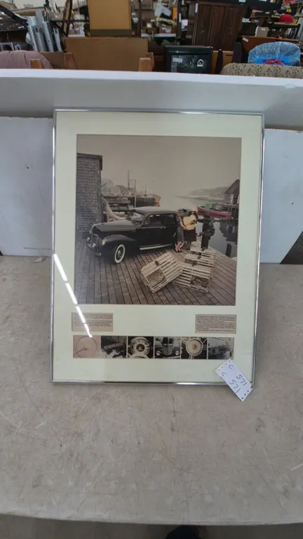 1939 Chevrolet Master Deluxe Sedan Print with Text and Detail Photos, Framed. 22”×29”