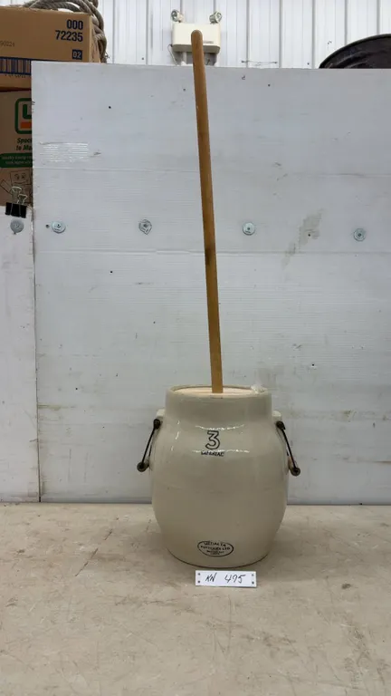 Medalta Potteries Ltd. 3 Gallon Imperial Stoneware Butter Churn with Wooden Dasher