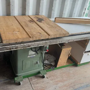 General Mfg. Co. Ltd. Model 350 Table Saw, 3 Wood Slabs, and Storage Cabinet on Platform with