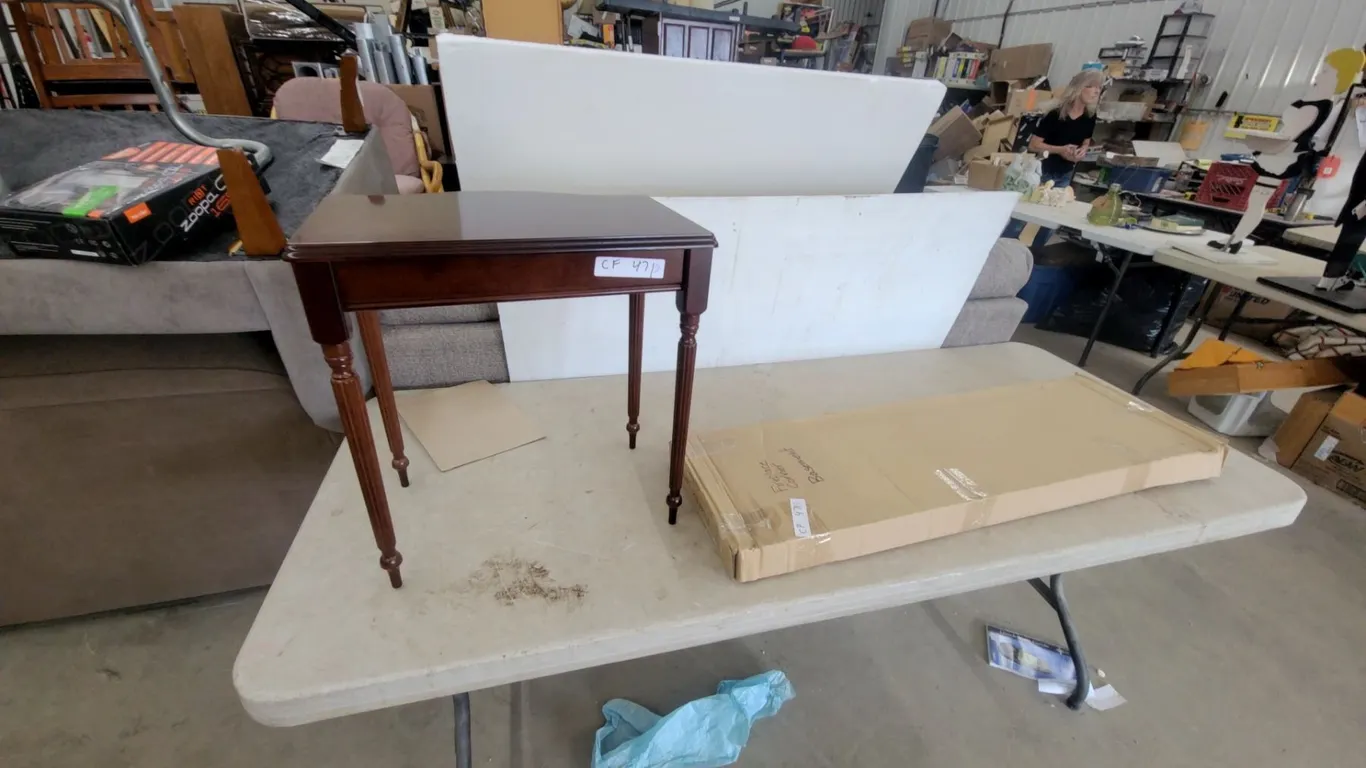 Small Wood Side Table and "Fireplace Corner Basement" Pkg.