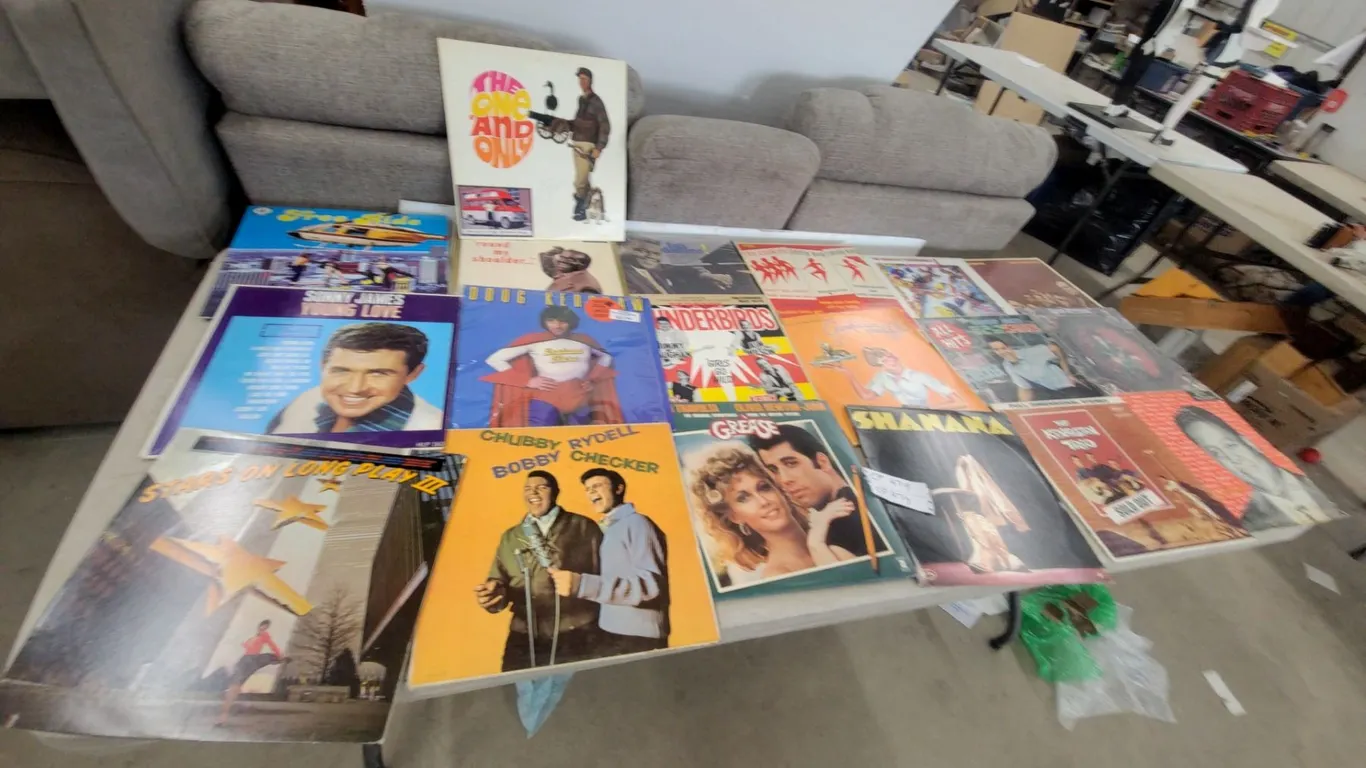 40 Vintage Vinyl Record Album Collection: Grease, The Kingston Trio, Fats Domino