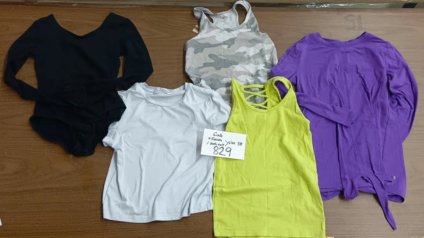 4 shirt and 1 body suit size 7-8