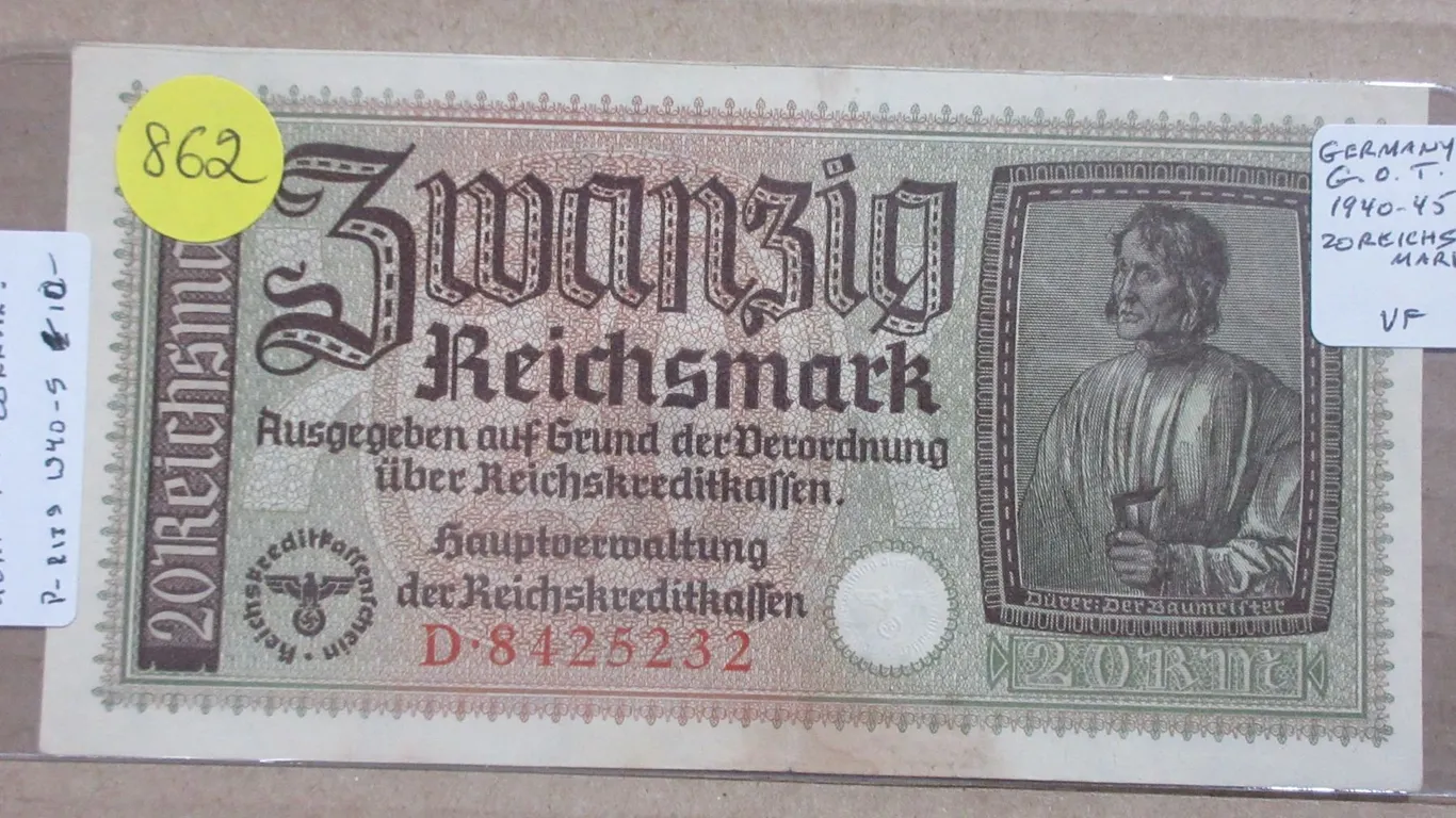 Germany – Nazi Third Reich. ND (1940 – 1945) 20 Reichsmark. Issued for German Occu