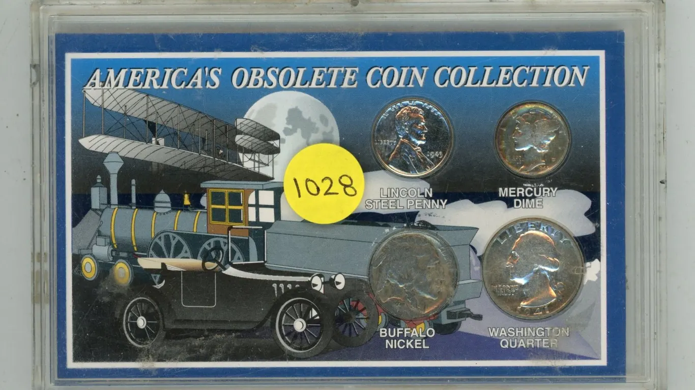 America’s Obsolete Coin Collection. Includes Lincoln Steel Cent, Silver Mercury Dimes, Buff