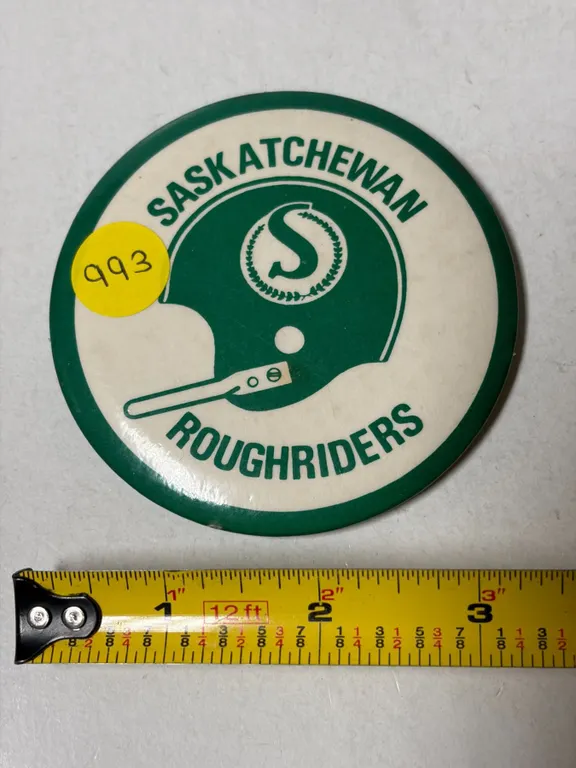 Vintage Saskatchewan Roughriders button. 3 ½ Inches.