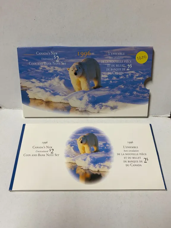 1996 Canada’s New Uncirculated $2 Coin and Bank Note set. The Toonie is the Scarce German P