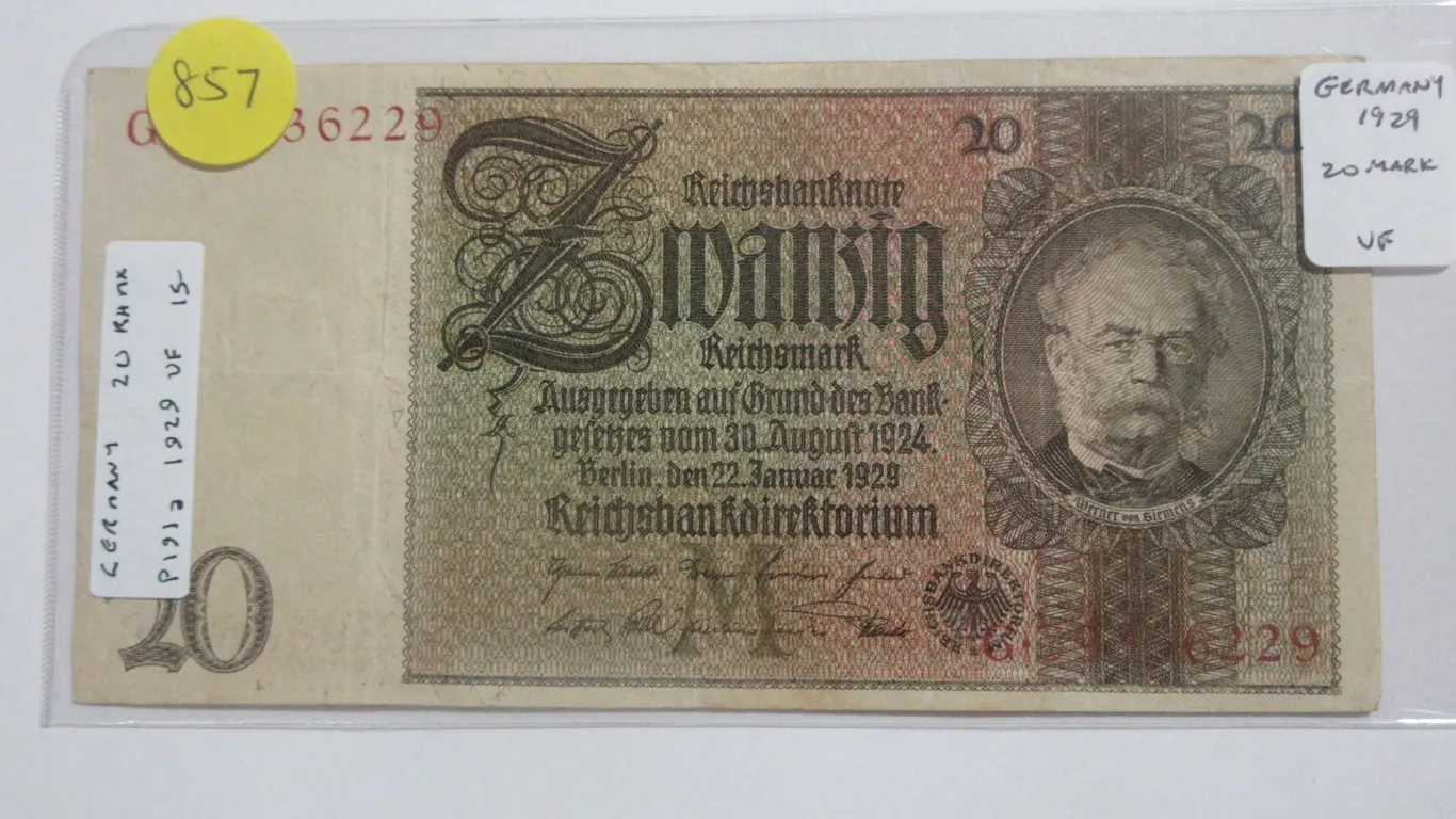 Germany. 1929 20 Mark Reichsbanknote. VF.