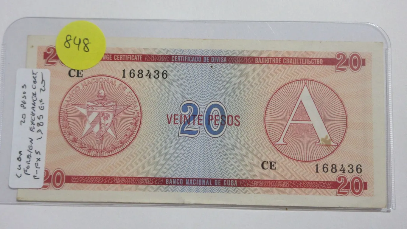 Cuba. 1985 20 Pesos Foreign Exchange Certificate. Havana Fort built in 1577. EF.