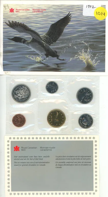 1992 Canadian Proof Like Set. Includes 1992 Scarce Caribou 25 Cents.