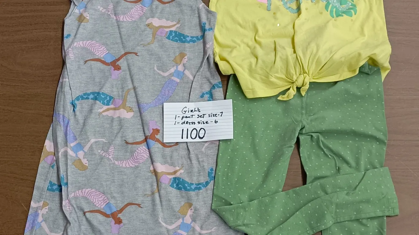 1 pants set size 7 and 1 dress size 6