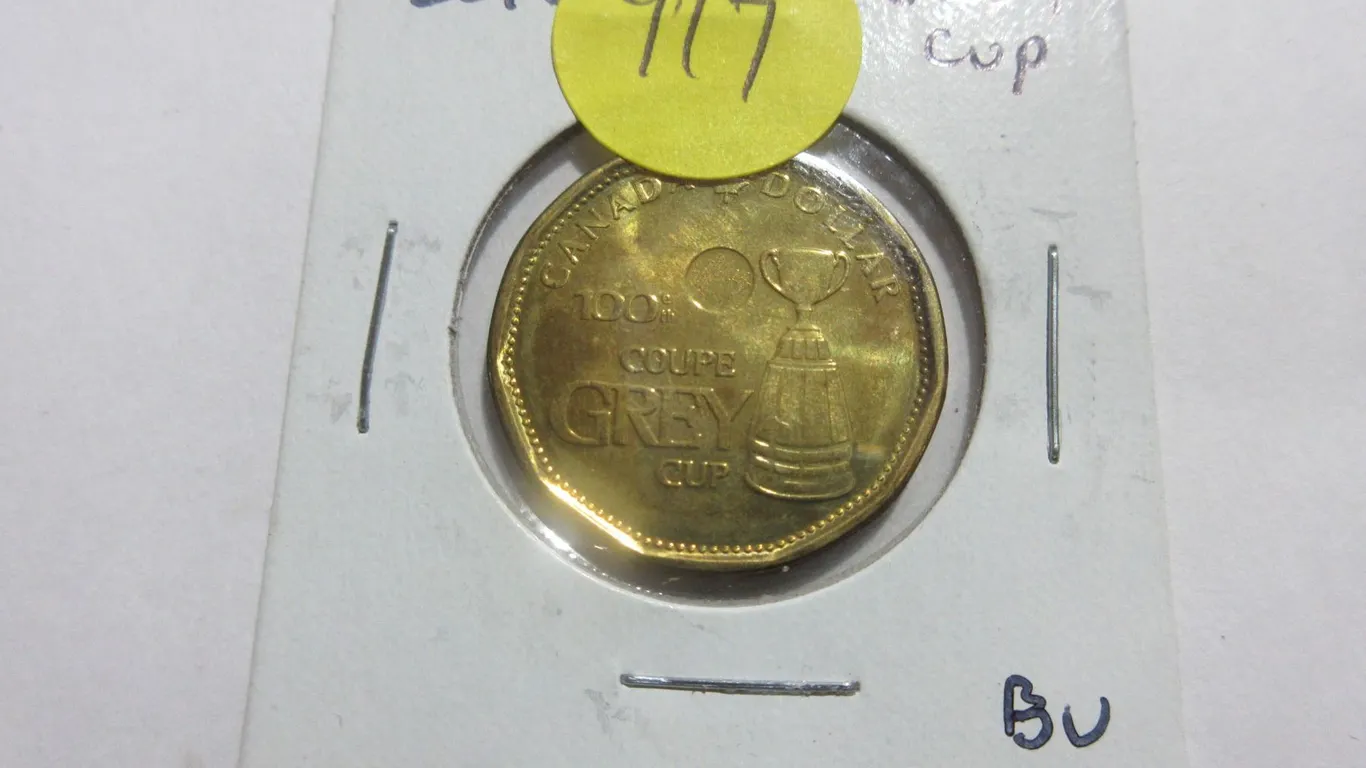 2012 Grey Cup Loonie Dollar. Commemorates the 100th Grey Cup. BU.