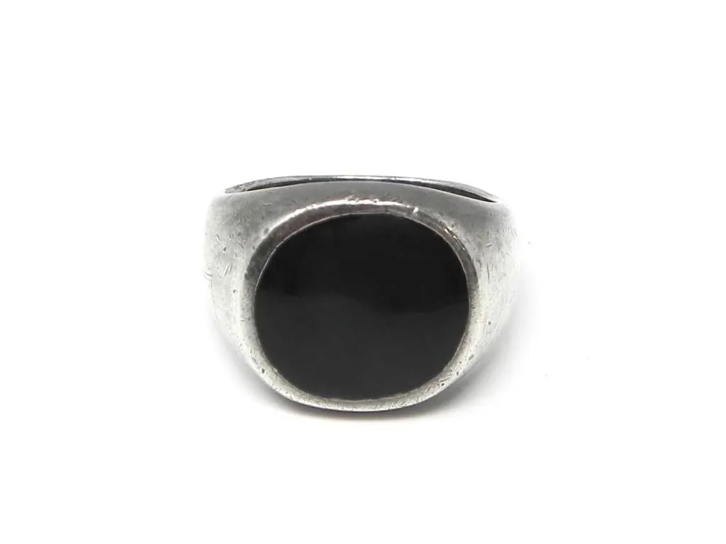 STERLING SILVER & BLACK RESIN RING 7.13g