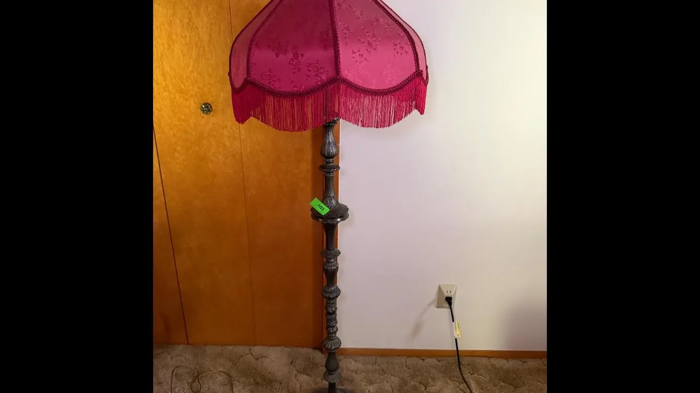 Home Decor Ornate Floor Lamp Pink Floral Shade