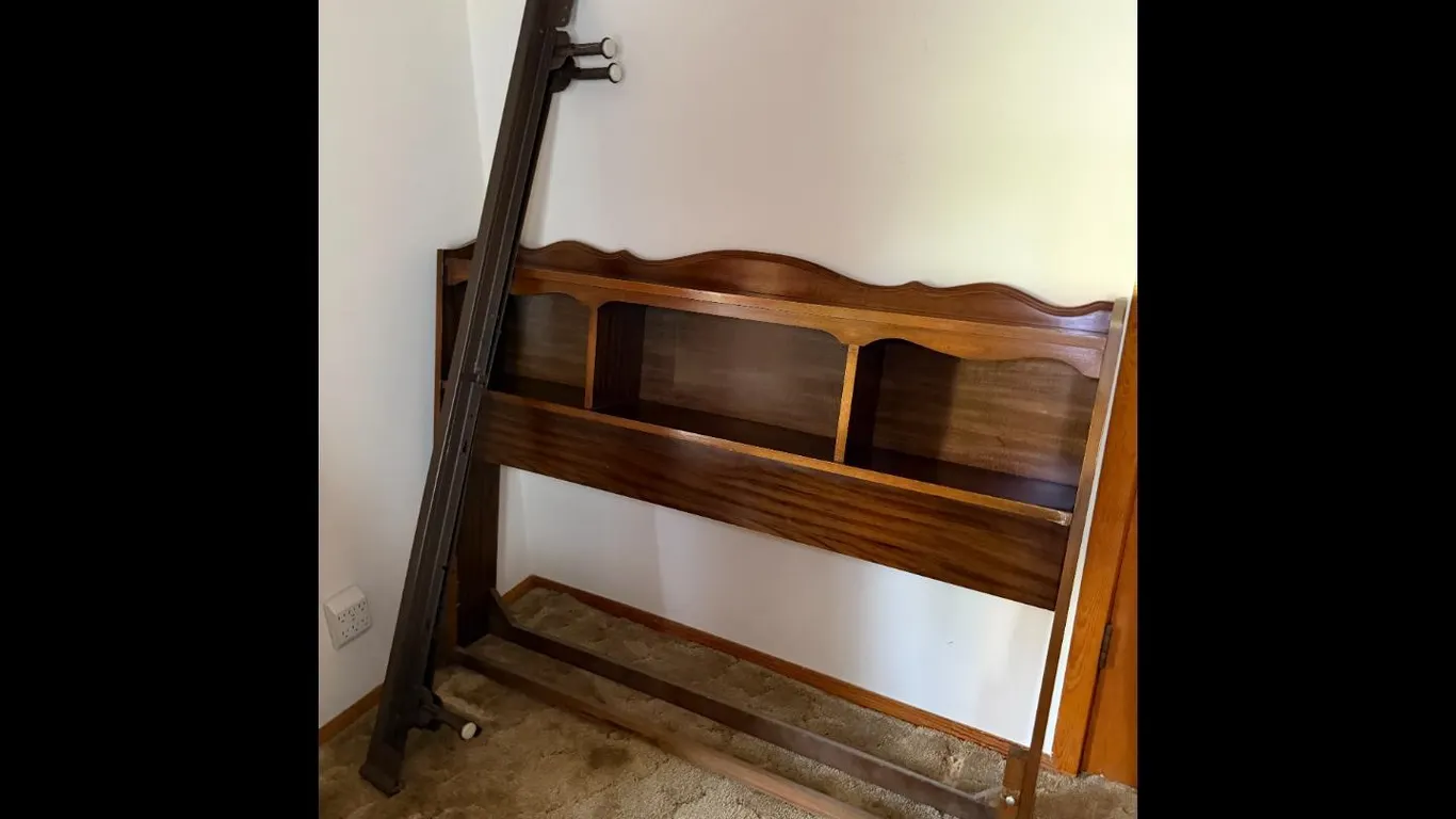 Vintage Wooden Headboard Bed Frame Brown