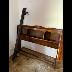 Vintage Wooden Headboard  Bed Frame Brown