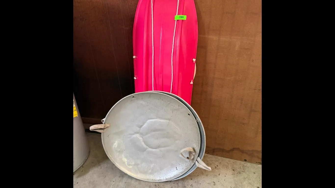 Pink Toboggan Sled Snow Discs Used