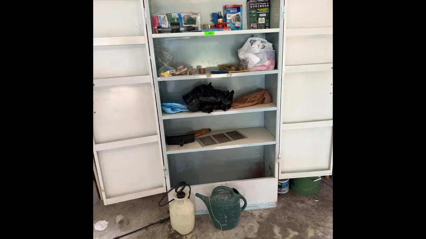 White Metal Storage Cabinet wDoors Shelves