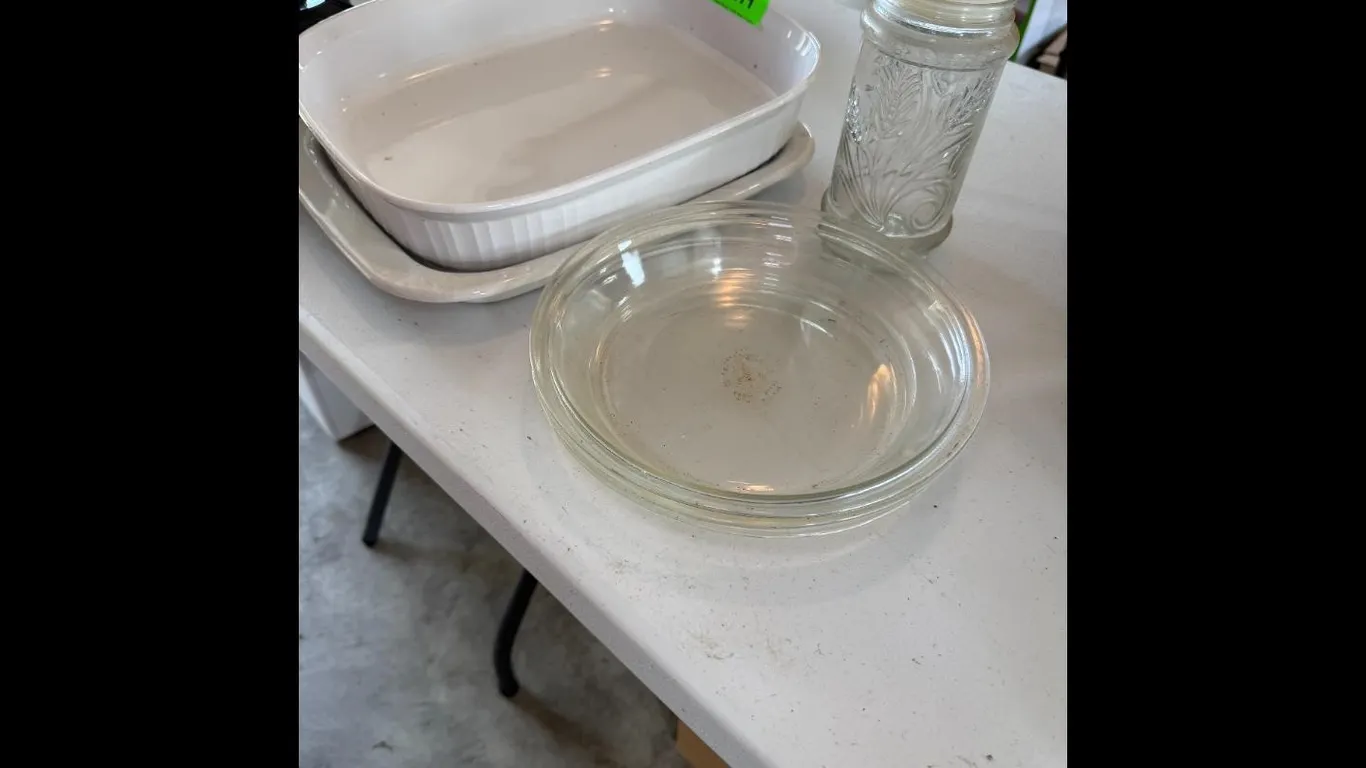 White Ceramic Baking Dish Clear Glass Pie Plate