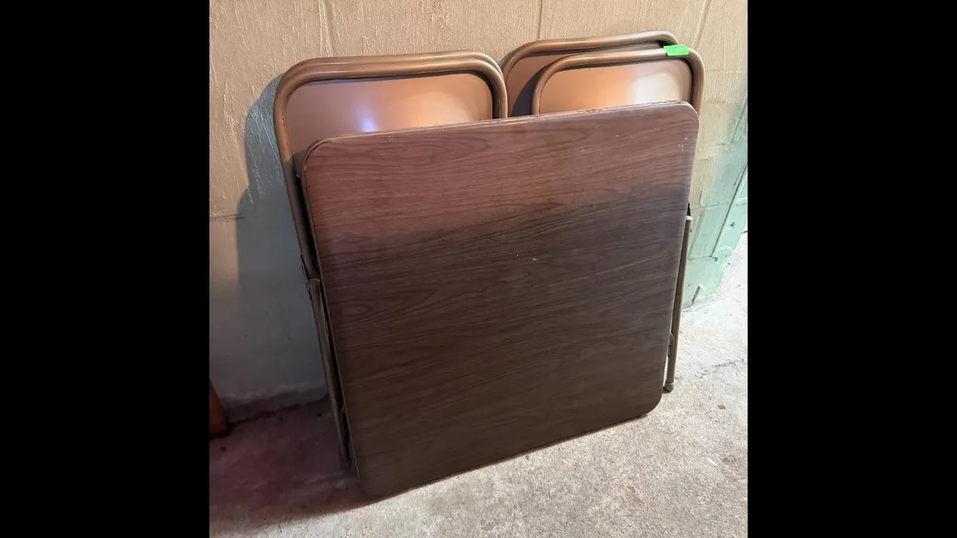 Furniture Folding Table Chairs Set Wood Grain