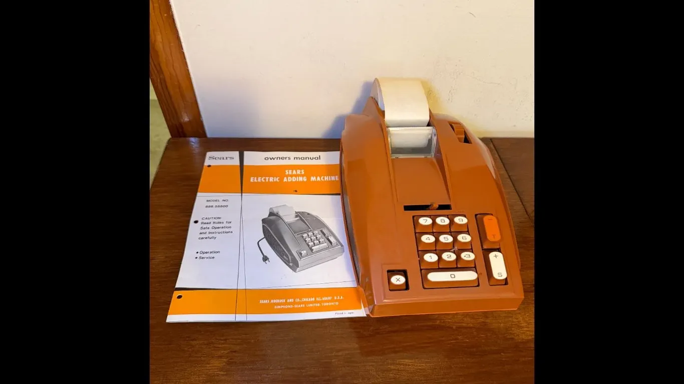 Vintage Sears Orange Adding Machine