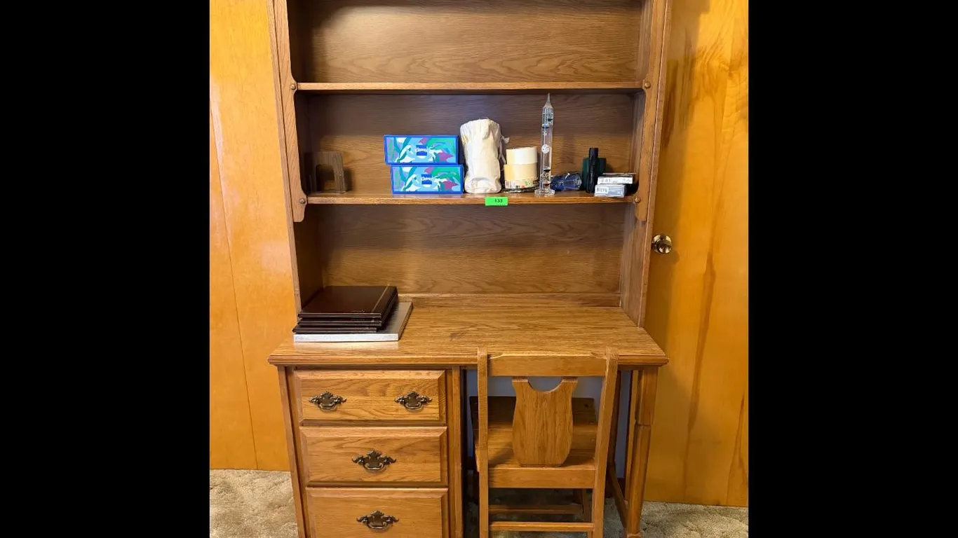 Vintage Oak Desk with Chair