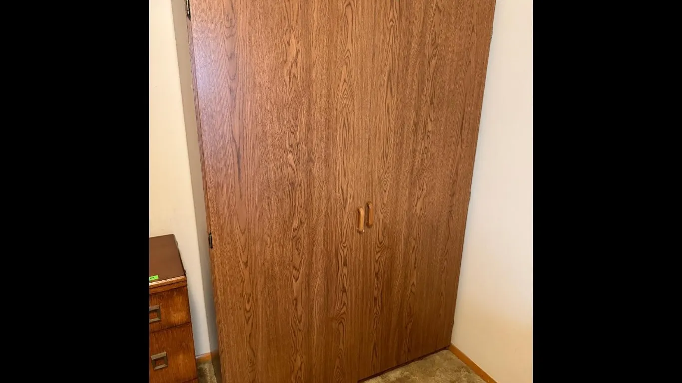 Wood Grain Double Door Wardrobe Closet
