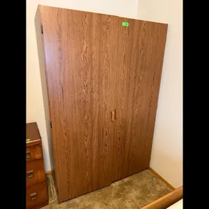 Wood Grain Double Door Wardrobe Closet