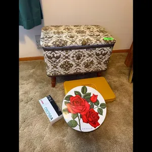 Vintage Floral Sewing Box Ottoman