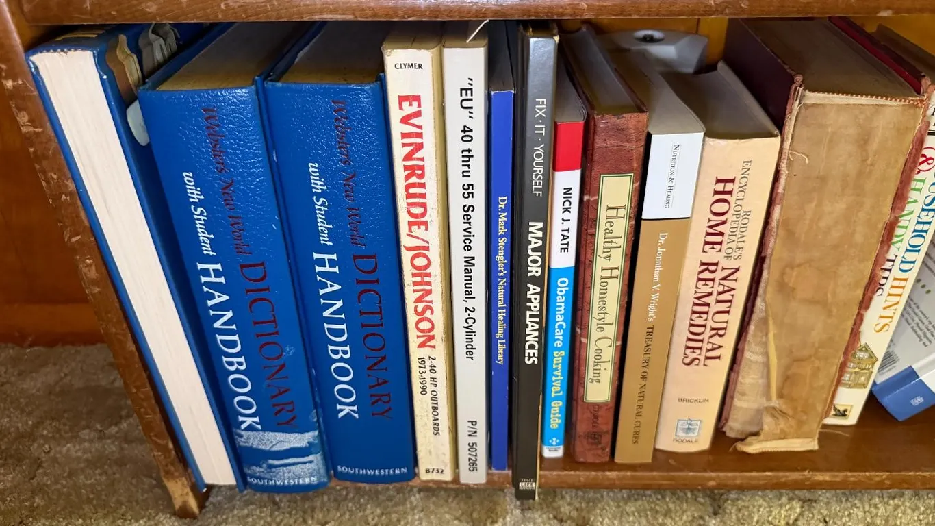 Wooden Bookshelf with Books